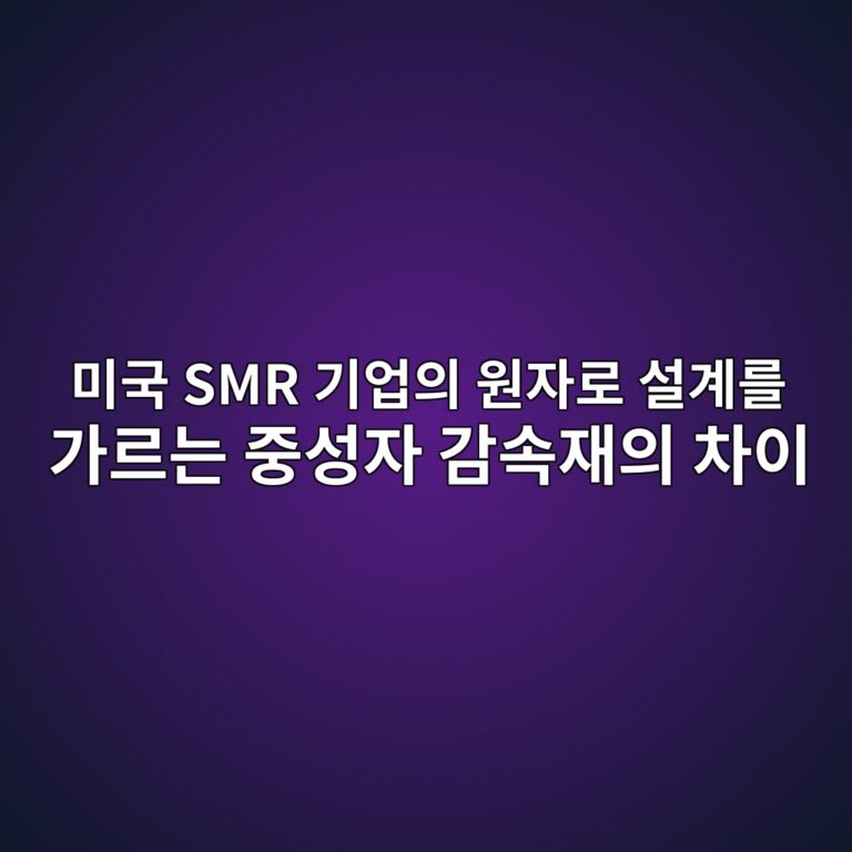 미국 SMR 기업의 원자로 설계를 가르는 중성자 감속재의 차이 1 미국 SMR 기업의 원자로 설계